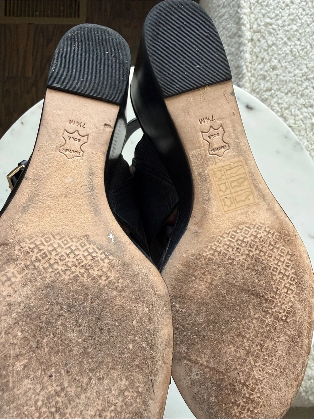 Tory Burch Miller Black Wedge Sandals with Gold Emblem Size 7.5